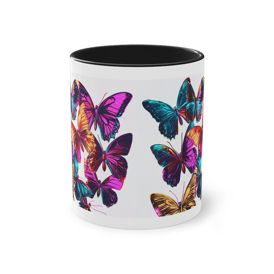 Butterflies - Two-Tone Coffee Mug, 11oz