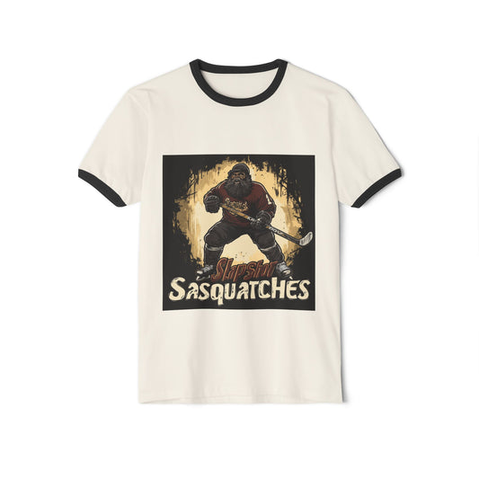 Slapshot Sasquatches hockey club - Unisex Cotton Ringer T-Shirt