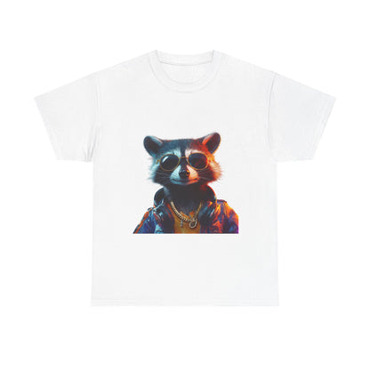 Cool Hipster Raccoon Graphic Unisex Heavy Cotton Tee - Perfect for Animal Lovers and Casual Style!