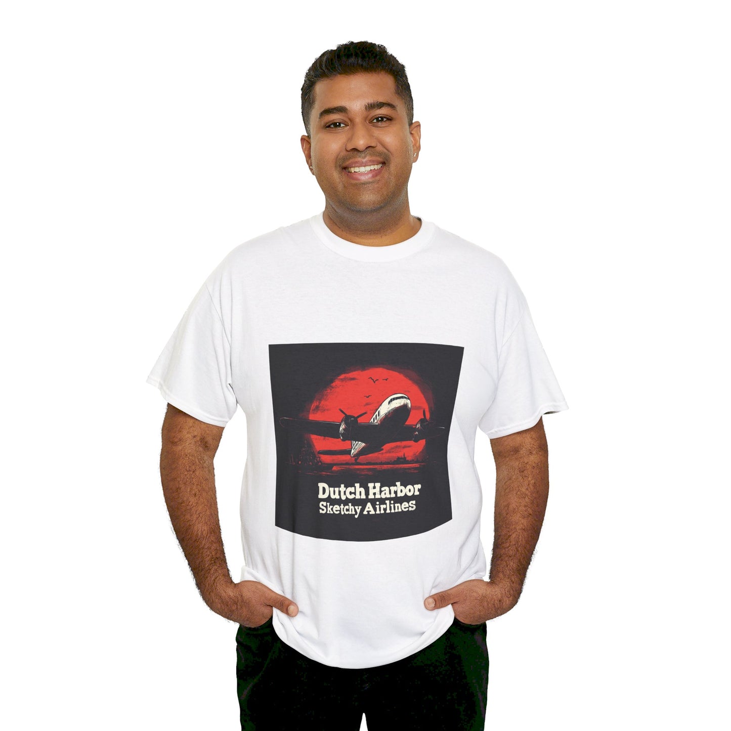 Dutch Harbor Sketchy Airlines - Unisex Heavy Cotton Tee