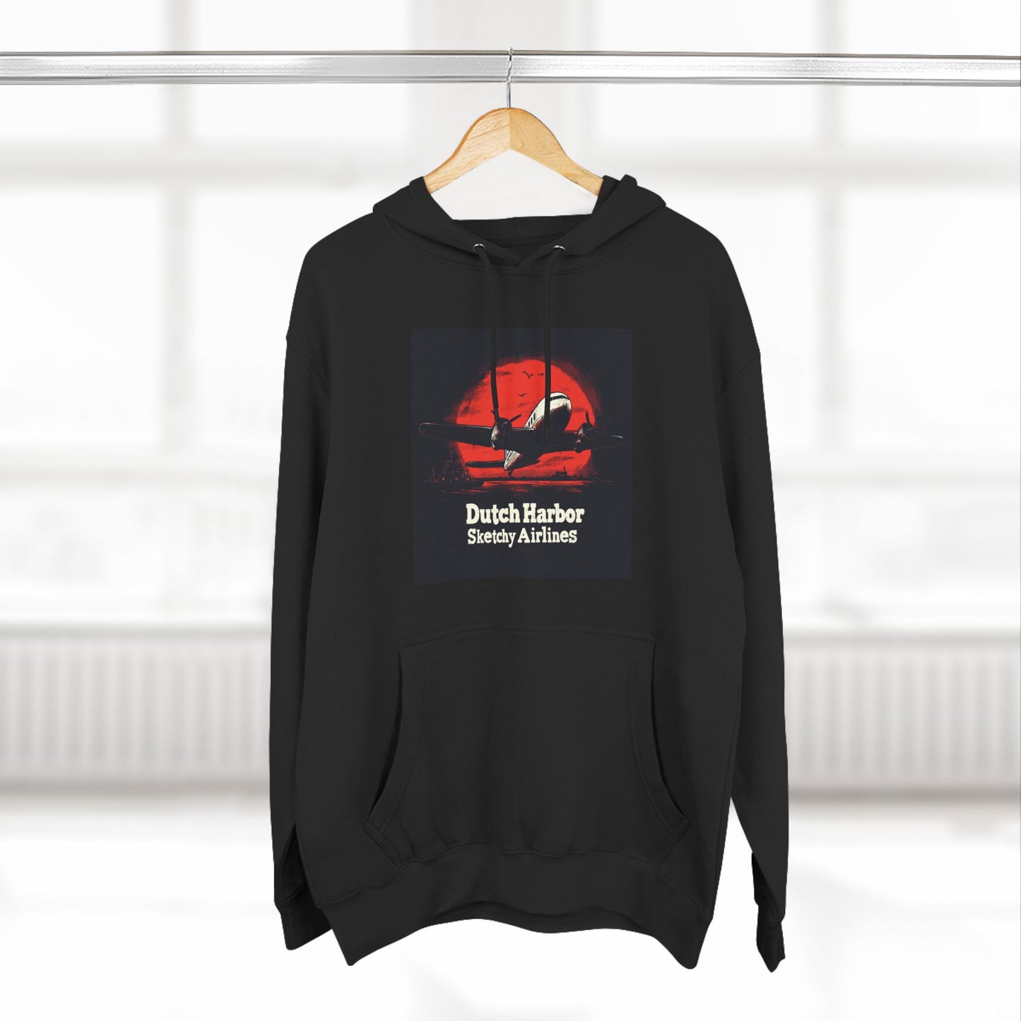 Dutch Harbor Sketchy Airlines - Three-Panel Fleece Hoodie