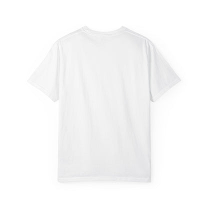 8647 DJT He's Gotta Go Unisex Garment-Dyed Tee. Large front logo design