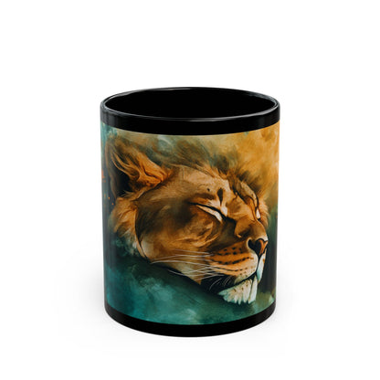 Sleeping Lion - Black Mug (11oz, 15oz)