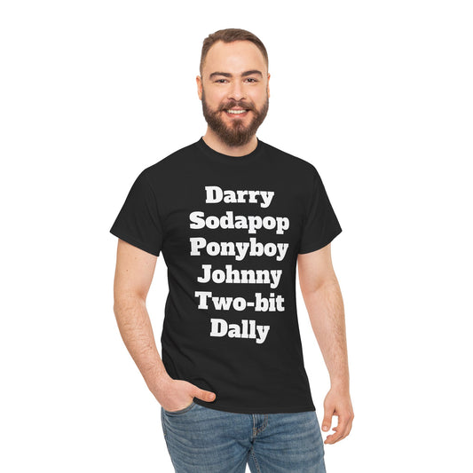 The Outsiders Inspired Unisex Heavy Cotton Tee - Classic Literary Character Names