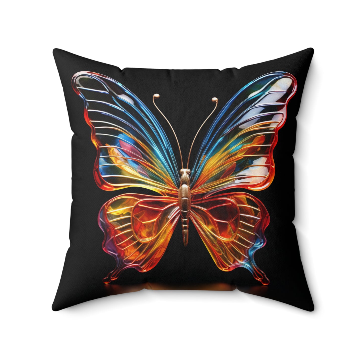 Glass Butterfly - Spun Polyester Square Pillow