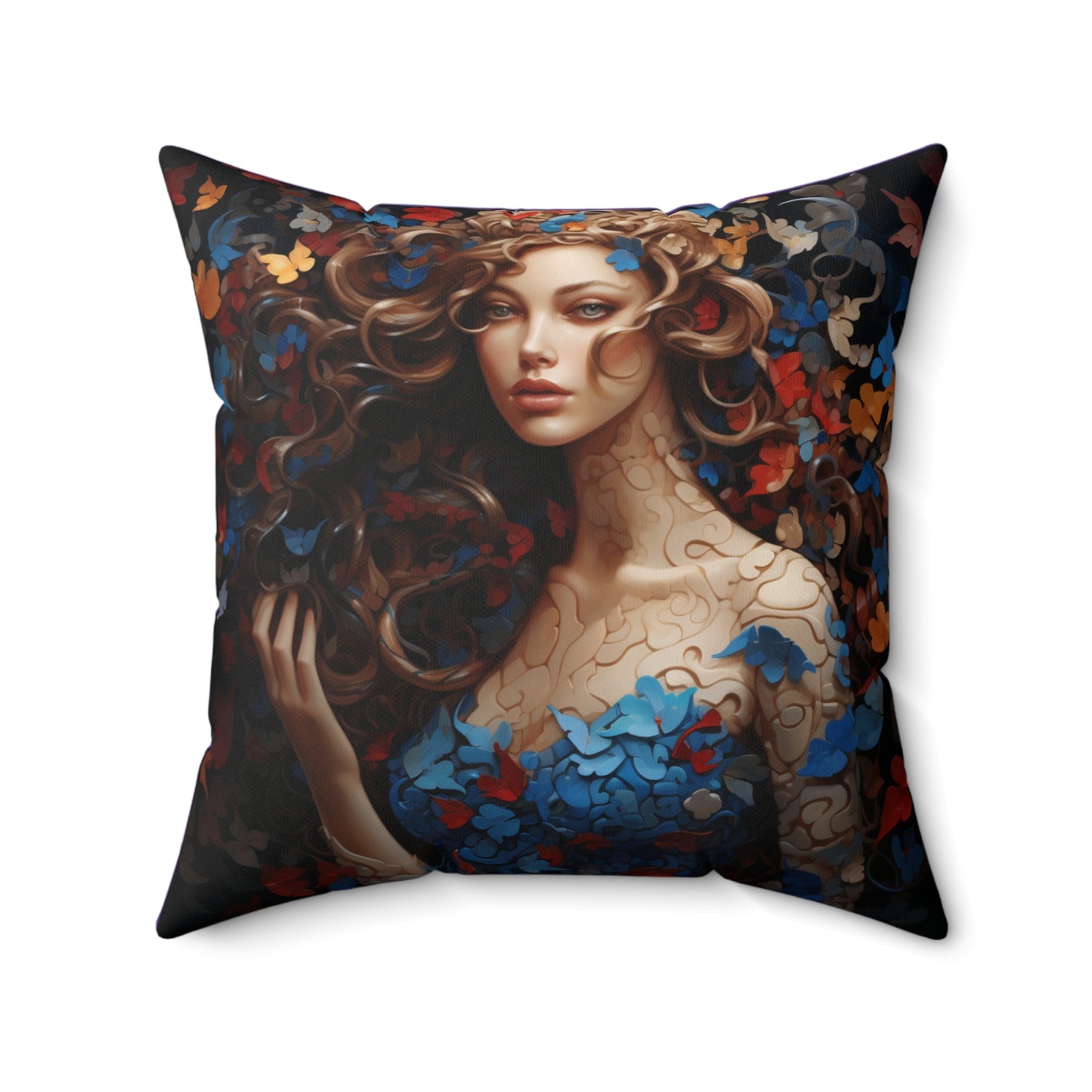 Puzzled Beauty - Spun Polyester Square Pillow