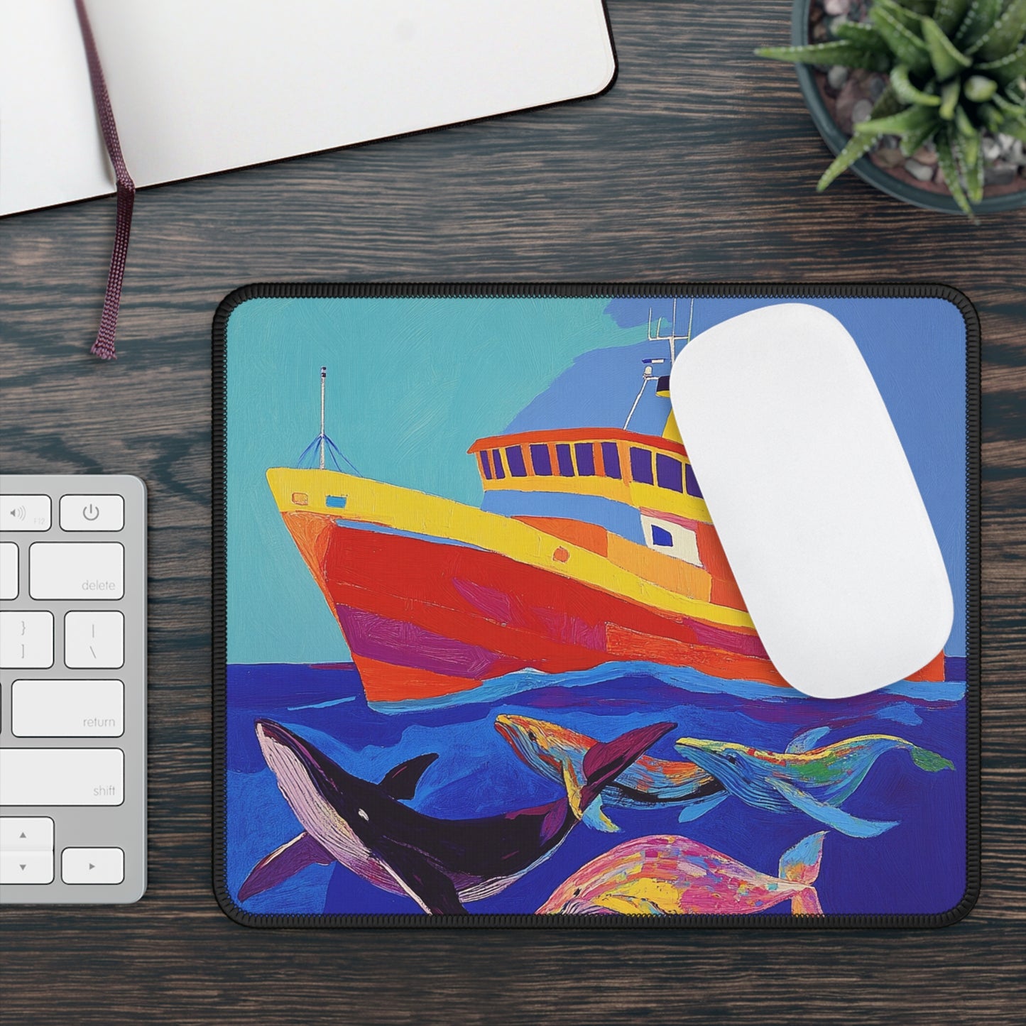 Boat and Whales - Gaming Mouse Pad