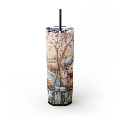 Cats in Paris - Skinny Tumbler with Straw, 20oz