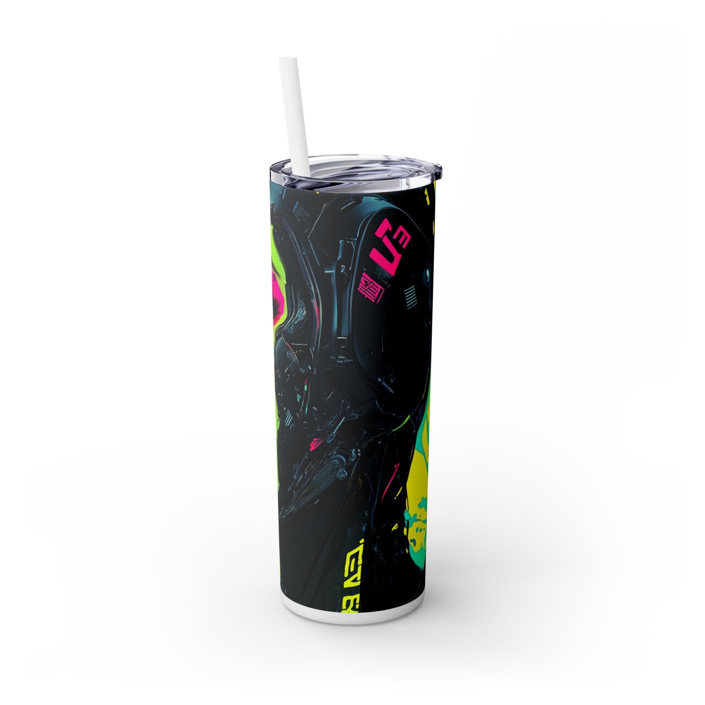 Cybernetic  Cyberpunk - Skinny Tumbler with Straw, 20oz