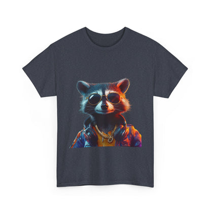 Cool Hipster Raccoon Graphic Unisex Heavy Cotton Tee - Perfect for Animal Lovers and Casual Style!
