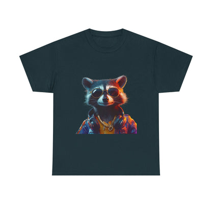 Cool Hipster Raccoon Graphic Unisex Heavy Cotton Tee - Perfect for Animal Lovers and Casual Style!