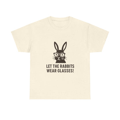 Playful Rabbit Graphic Tee - Let The Rabbits Wear Glasses!, Animal Lover Gift, Funny T-Shirt, Cute Casual Wear, Perfect for Birthdays
