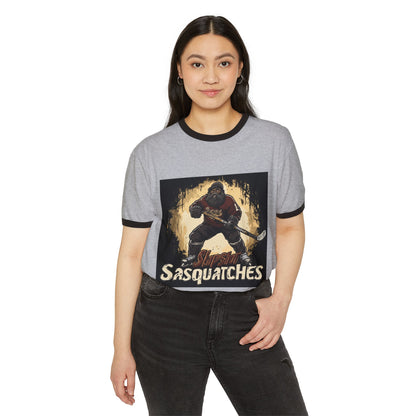 Slapshot Sasquatches hockey club - Unisex Cotton Ringer T-Shirt