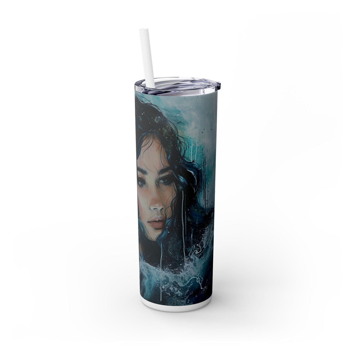 Blue Beauty - Skinny Tumbler with Straw, 20oz