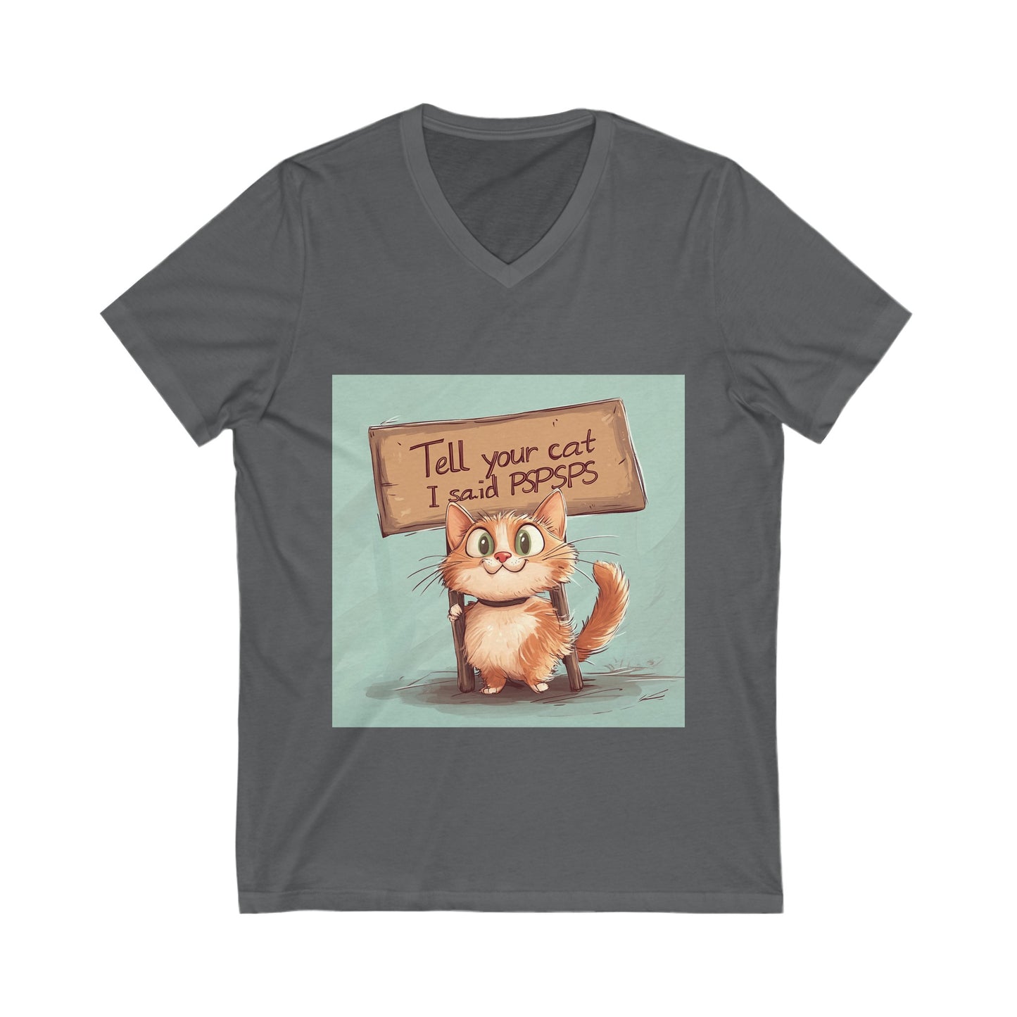 Tell your cat - Unisex Jersey Short Sleeve V-Neck Tee