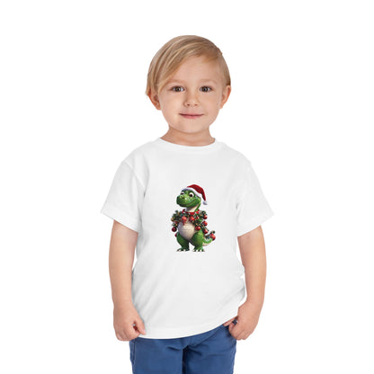 Toddler T-Shirt Christmas T-Rex with Santa Hat