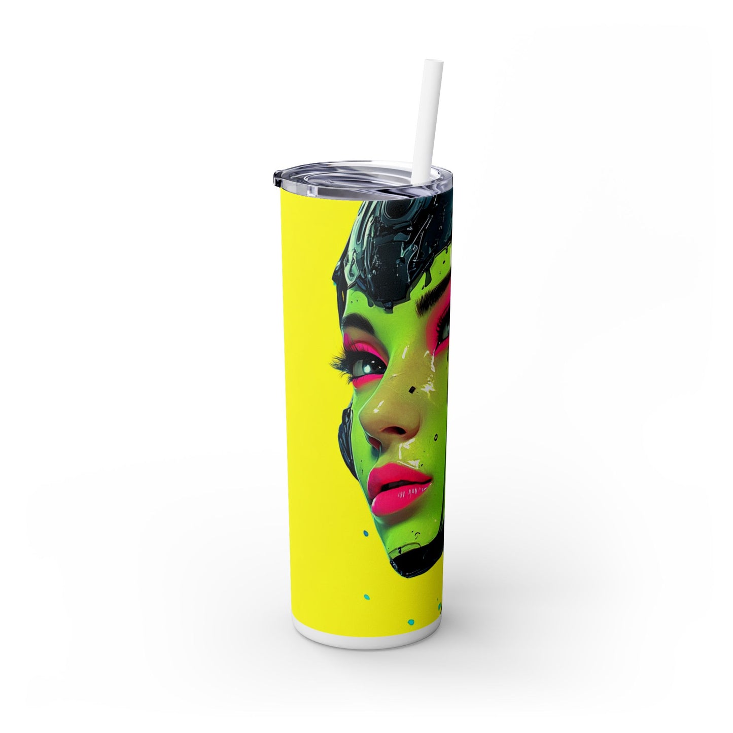 Cybernetic  Cyberpunk - Skinny Tumbler with Straw, 20oz