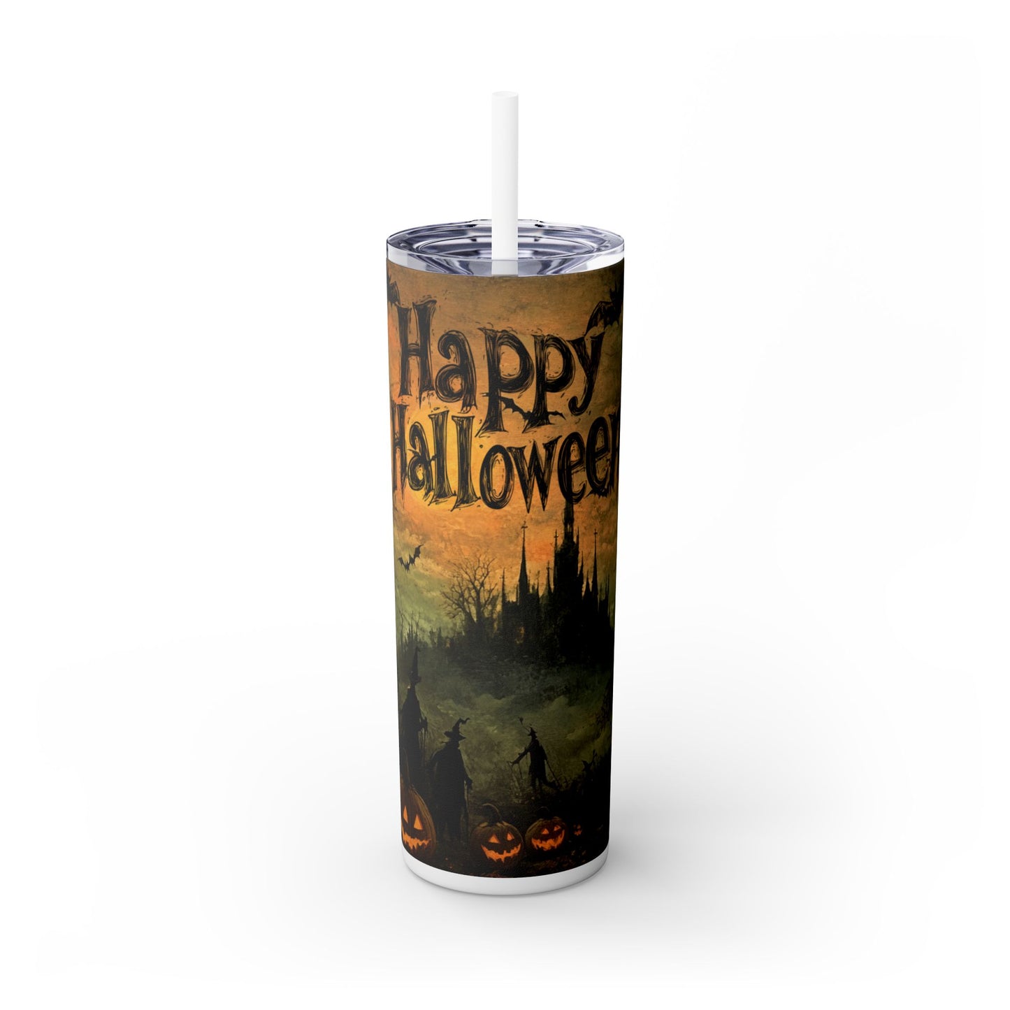 Tumbler Cup - Haunted Castle & Happy Halloween Design