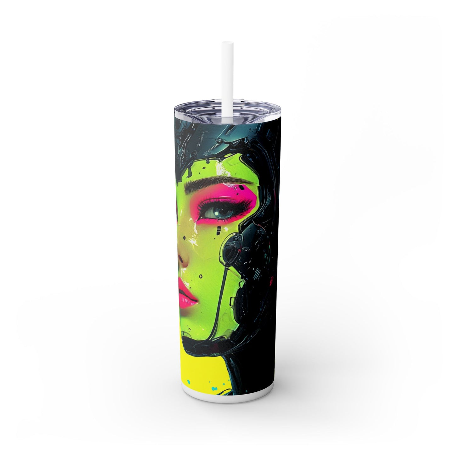 Cybernetic  Cyberpunk - Skinny Tumbler with Straw, 20oz