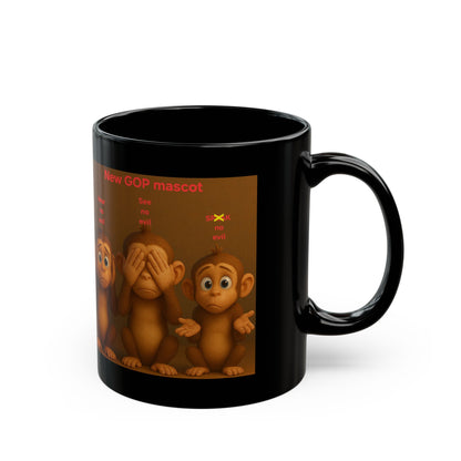 Funny GOP Mascot Black Mug - Hear no evil, see no evil, speak no evil