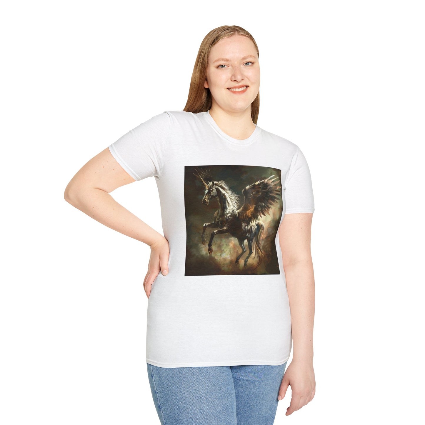 Pegasus flying Unicorn -  Unisex Softstyle T-Shirt