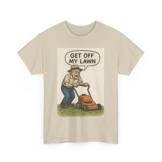 Get Off My Lawn Graphic Tee | Funny Unisex Cotton T-Shirt, Gift for Gardeners, Dad Humor Shirt, Lawn Care Lover's Apparel