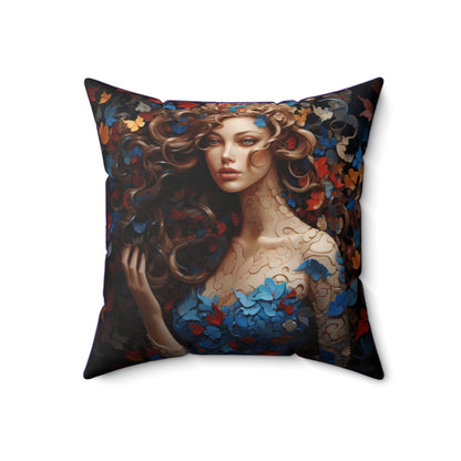 Puzzled Beauty - Spun Polyester Square Pillow