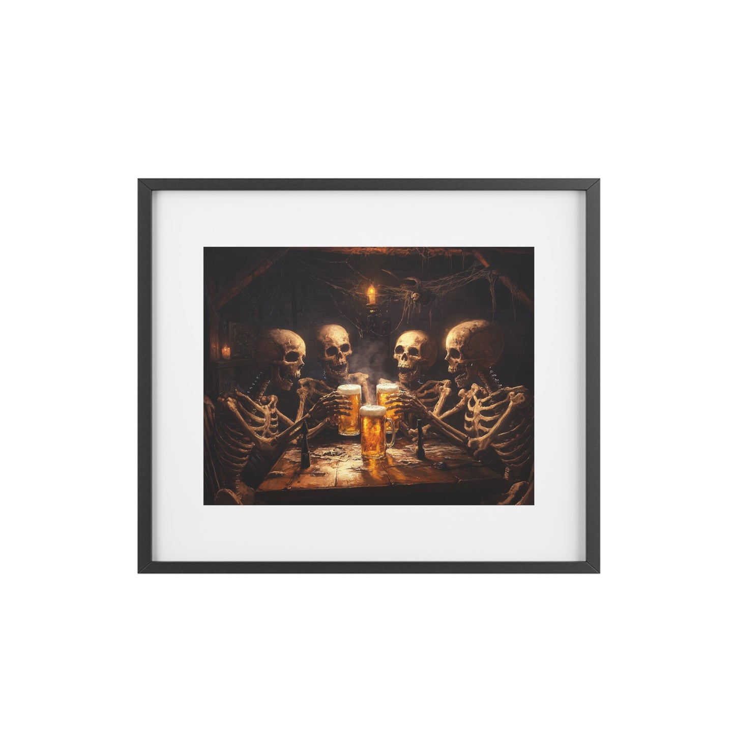 Skeleton Pub Party - Framed Posters, Matte