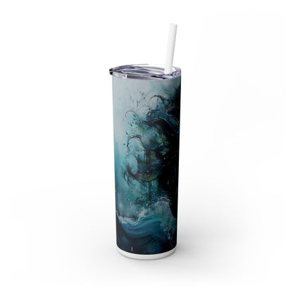 Blue Beauty - Skinny Tumbler with Straw, 20oz