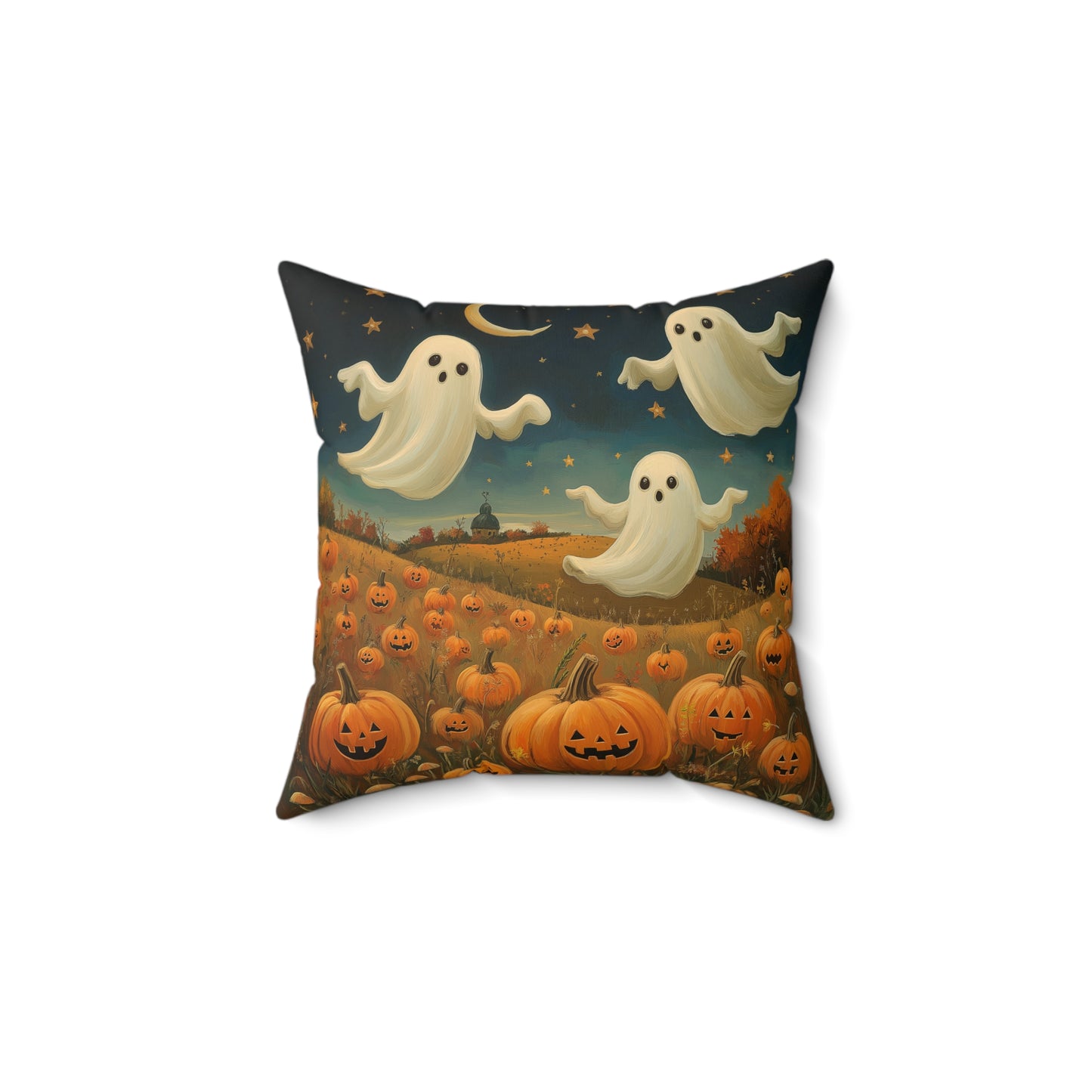 Pillow - Funny Spooky Ghosts and Pumpkins Halloween Decor