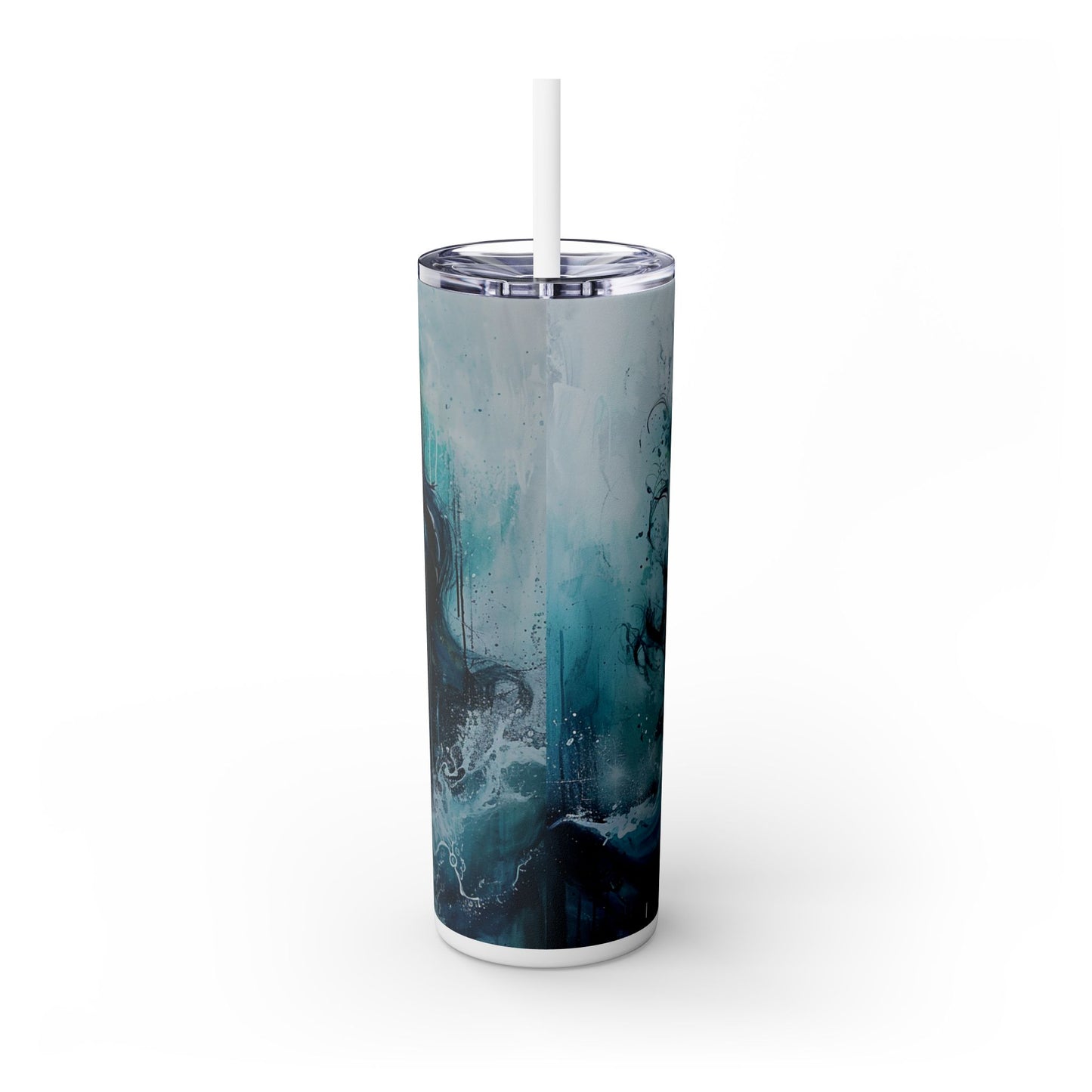 Blue Beauty - Skinny Tumbler with Straw, 20oz