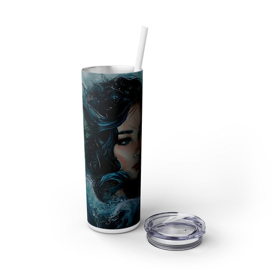 Blue Beauty - Skinny Tumbler with Straw, 20oz