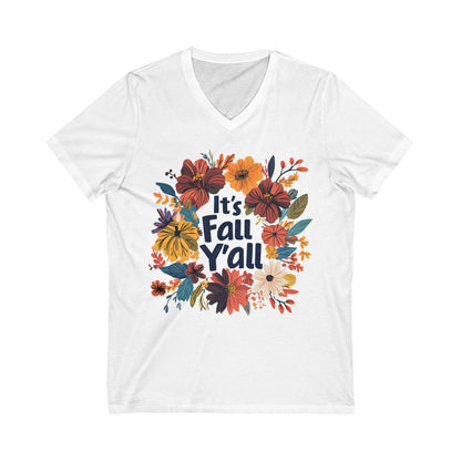 It's Fall Y'all -  Short Sleeve V-Neck Tee