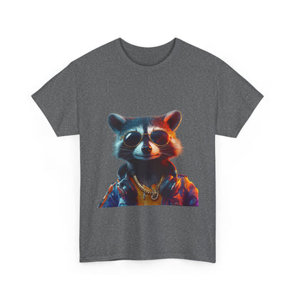 Cool Hipster Raccoon Graphic Unisex Heavy Cotton Tee - Perfect for Animal Lovers and Casual Style!