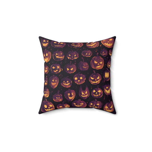 Halloween Pumpkin Faces Pillow