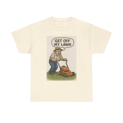 Get Off My Lawn Graphic Tee | Funny Unisex Cotton T-Shirt, Gift for Gardeners, Dad Humor Shirt, Lawn Care Lover's Apparel