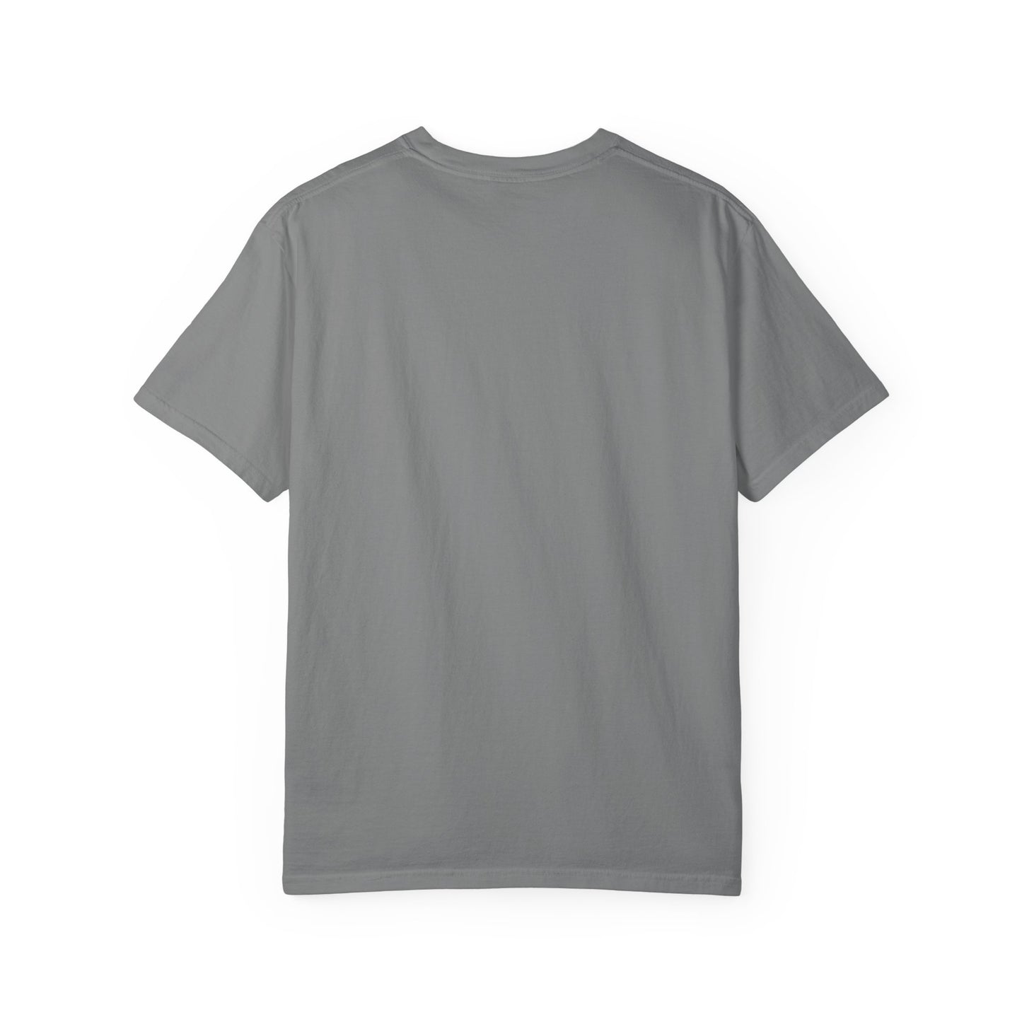8647 DJT He's Gotta Go Unisex Garment-Dyed Tee. Large front logo design