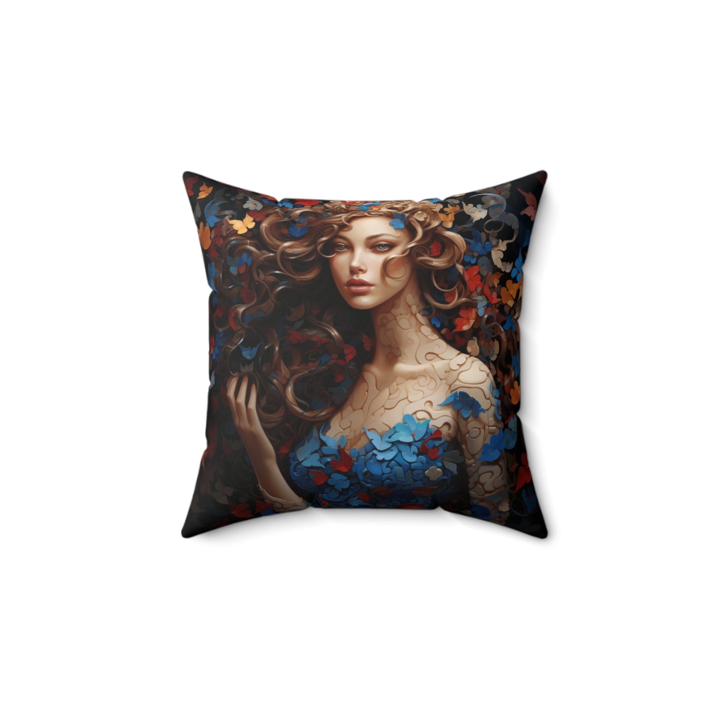 Puzzled Beauty - Spun Polyester Square Pillow