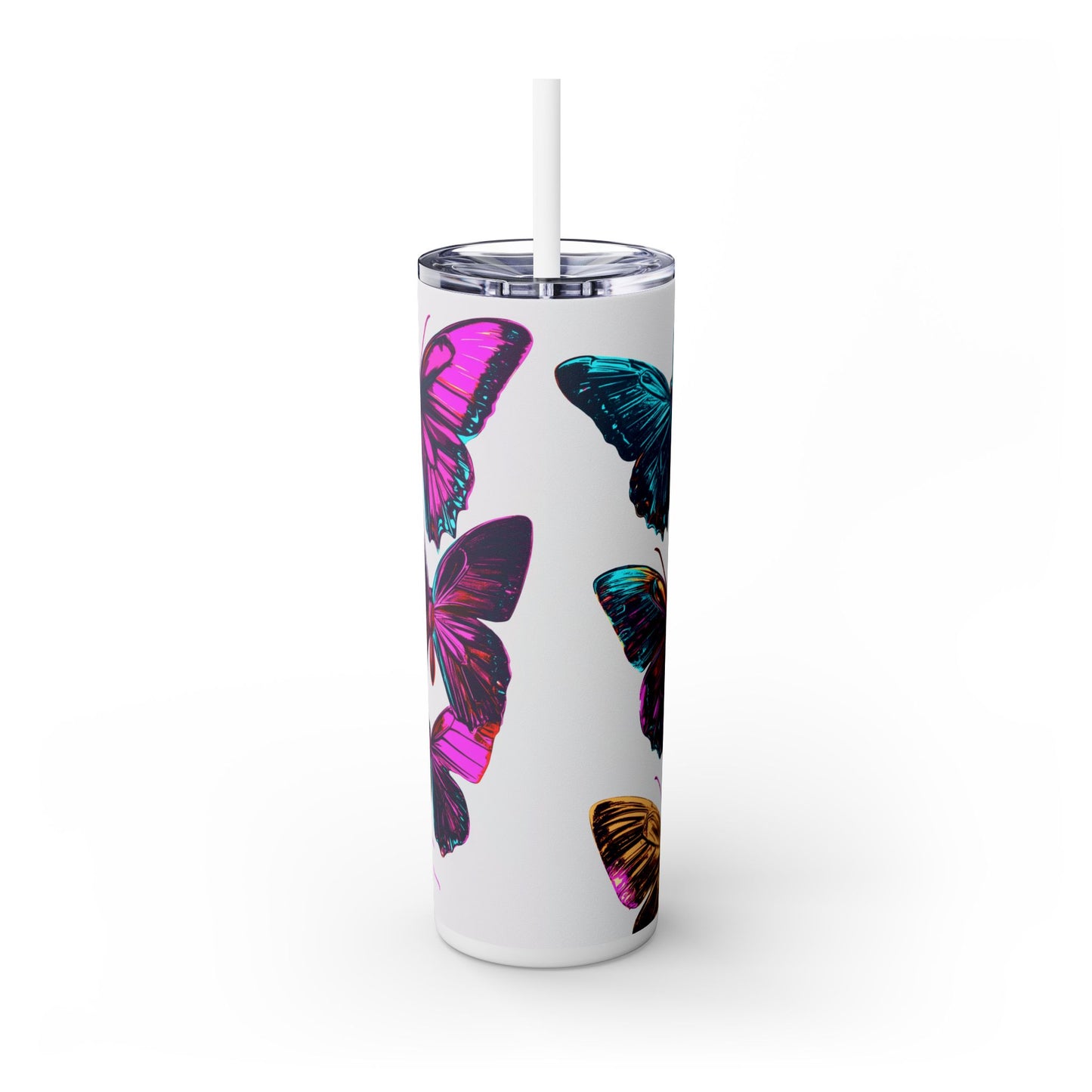 Butterfly - Skinny Tumbler with Straw, 20oz