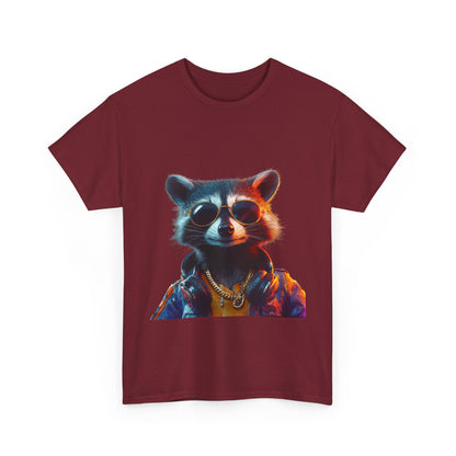 Cool Hipster Raccoon Graphic Unisex Heavy Cotton Tee - Perfect for Animal Lovers and Casual Style!