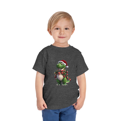 Toddler T-Shirt Christmas T-Rex with Santa Hat