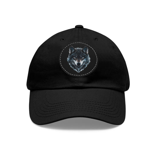 Wolf - Dad Hat with Leather Patch (Round)