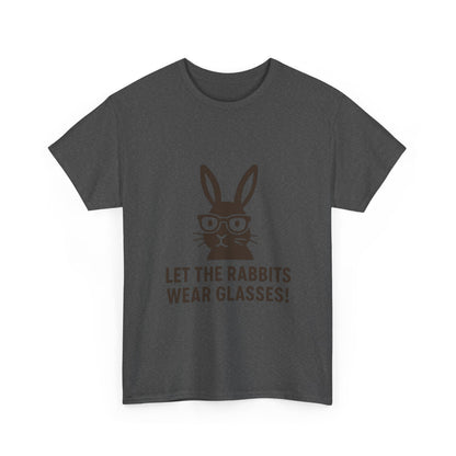 Playful Rabbit Graphic Tee - Let The Rabbits Wear Glasses!, Animal Lover Gift, Funny T-Shirt, Cute Casual Wear, Perfect for Birthdays