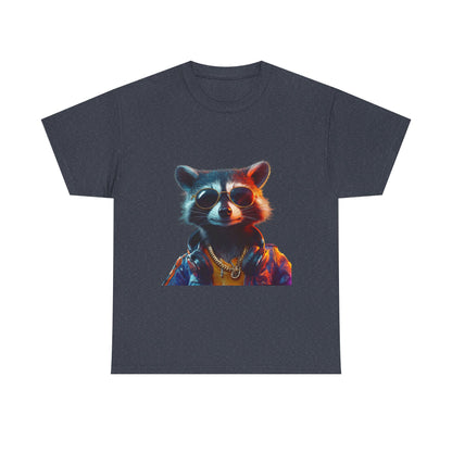 Cool Hipster Raccoon Graphic Unisex Heavy Cotton Tee - Perfect for Animal Lovers and Casual Style!