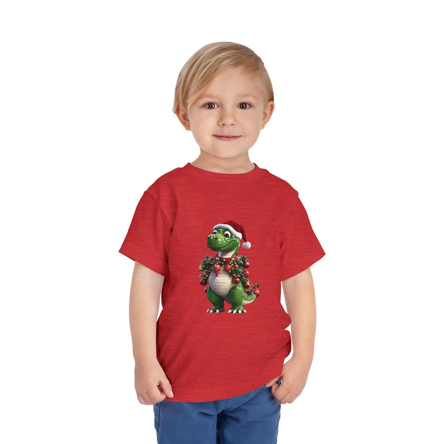 Toddler T-Shirt Christmas T-Rex with Santa Hat