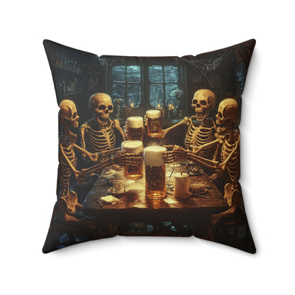 Skeleton Pub Party - Spun Polyester Square Pillow