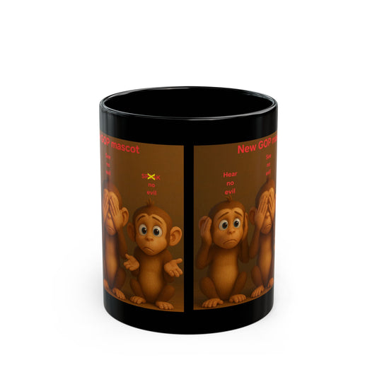 Funny GOP Mascot Black Mug - Hear no evil, see no evil, speak no evil