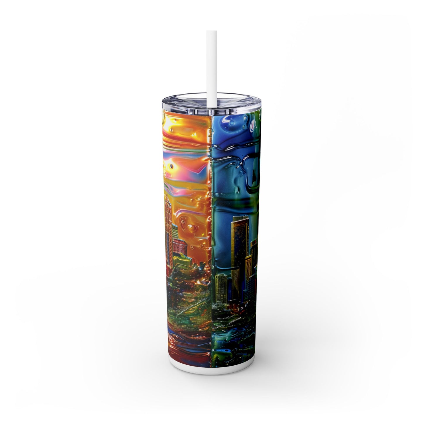 Seattle in glass - Skinny Tumbler with Straw, 20oz