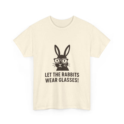 Playful Rabbit Graphic Tee - Let The Rabbits Wear Glasses!, Animal Lover Gift, Funny T-Shirt, Cute Casual Wear, Perfect for Birthdays