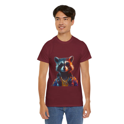 Cool Hipster Raccoon Graphic Unisex Heavy Cotton Tee - Perfect for Animal Lovers and Casual Style!